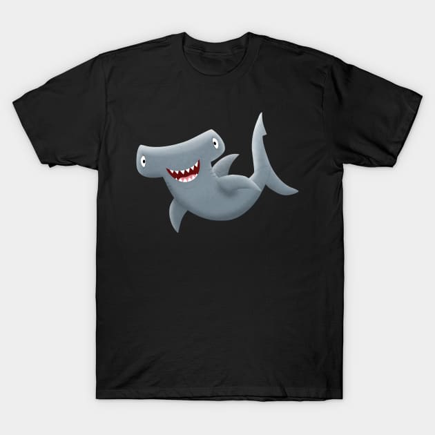 Funny cute hammerhead shark cartoon illustration T-Shirt by FrogFactory